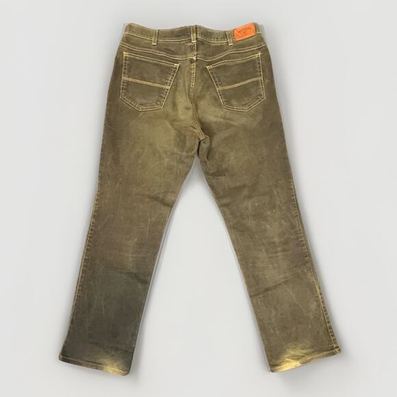 Bills Khakis Denim Jeans Mens Sz 38 Olive Green Distressed Cotton Faded Pant USA - Picture 1 of 10